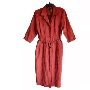 Positive Attitude Button Down Faux Suede Maxi Dress Rust Brown